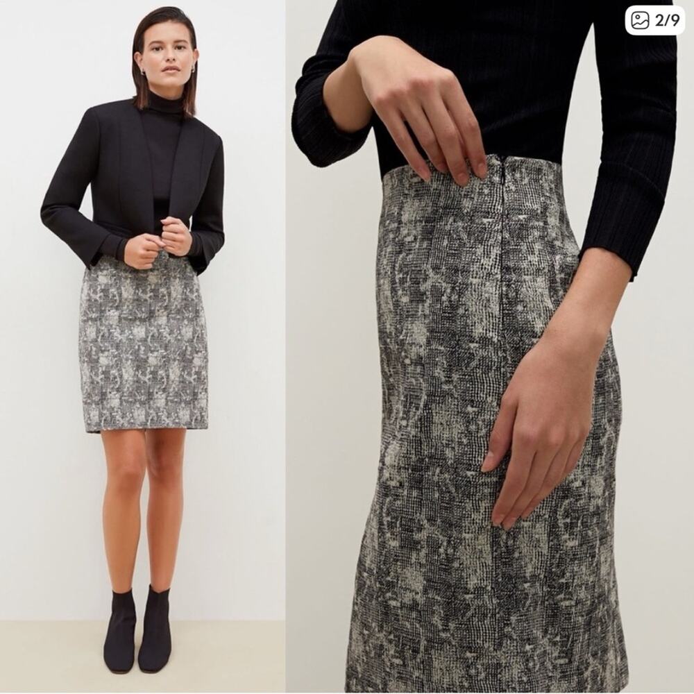 M.M. Lafleur The Noho Skirt in Crackle Black White Career Business Size 14